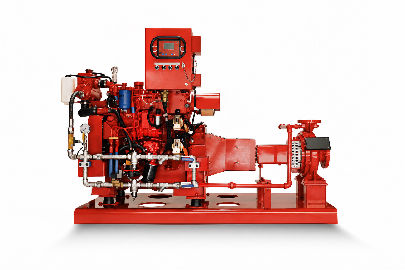 Red end-suction pump with diesel engine